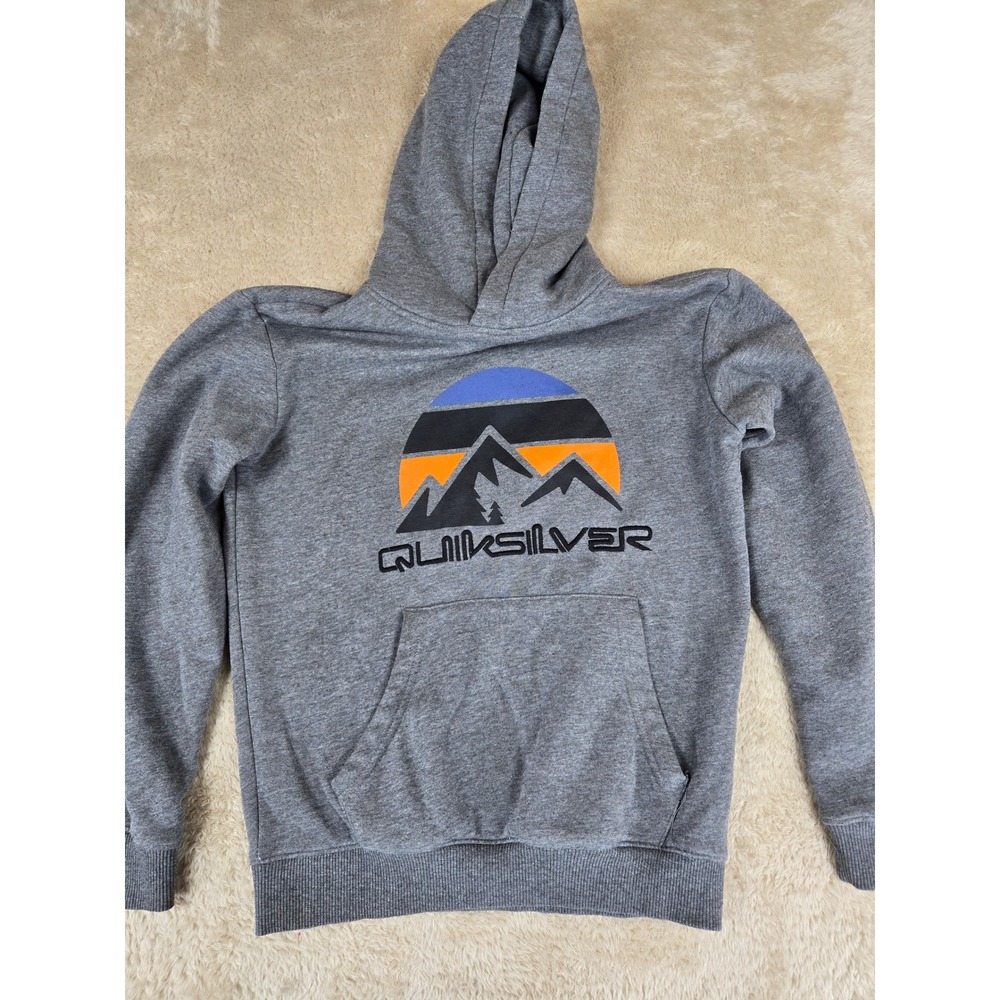 Quiksilver Kids Heather Gray Mountain Graphic Pullover Hoodie Size 12 M CA52199